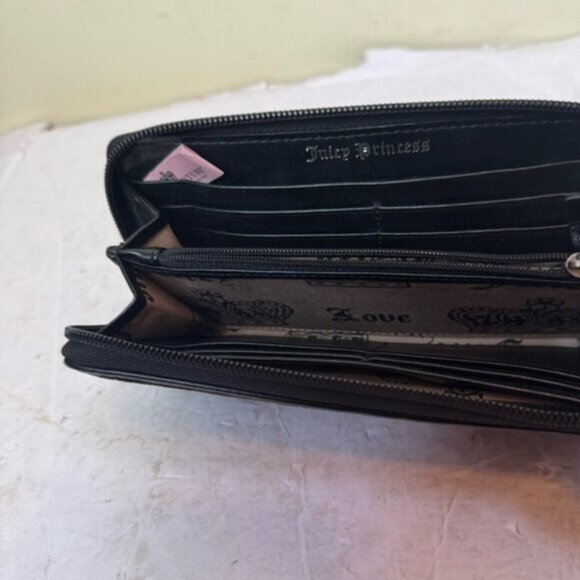 Juicy Couture Y2K Velour Leather Zippy Zip Around Wallet Embroidered Logo Clutch - Picture 6 of 16